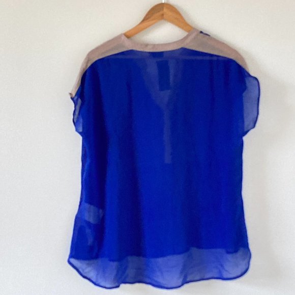 C&A Yessica BNWT UK Cobalt Blue Sheer Blouse Size 18 - Picture 3 of 12